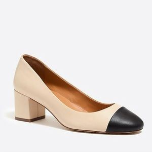 J.Crew Factory Bryn Leather Cap Toe Block Heel